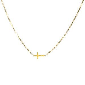 Dogeared Faith Small Sideways Cross Necklace 18" Gold Plated Sterling Silver